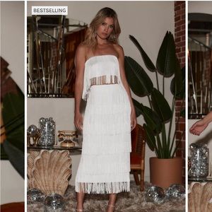 Gatsby White Fringe Set (top and skirt)